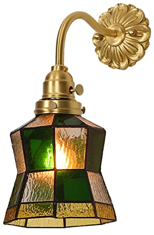 FGJKKRMI Applique murale en verre colorée de style américain - Pour chambre à coucher, salon, couloir - Couleur : vert