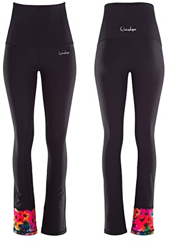 Winshape Damen Functional Boot Cut Leggings “High Waist” BCHWL106, Rainbow Flowers, Slim Style, Fitness Freizeit Sport Yoga Workout