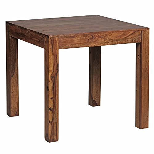 möbelando Esstisch Mumbai Massivholz Sheesham 80 cm Esszimmer-Tisch Holztisch Design Küchentisch Landhaus-Stil dunkel-braun