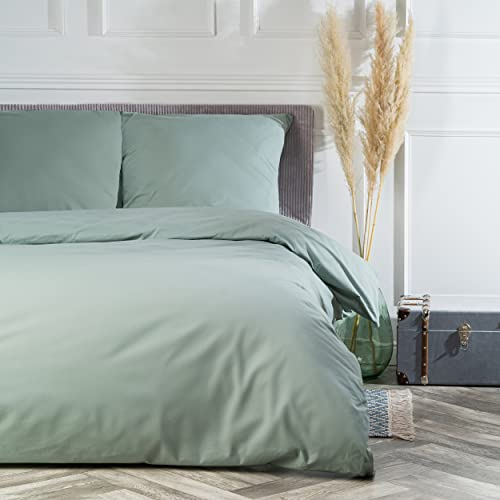 VelvetHome Deluxe Bettwäsche 135x200 Baumwolle Bettbezug 135x200 cm mit Kissenbezug 80x80 cm Hohe Qualität Bettwäsche-Set mit Reißverschluss 100% Baumwolle Made in EU Olive 135 x 200