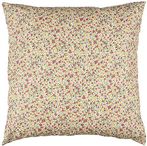 Ib Laursen Kissenhülle Dekokissen Zierkissen Sofakissen Kissenbezug hellgelbe, rote und rosa Blumen 60x60, Baumwolle