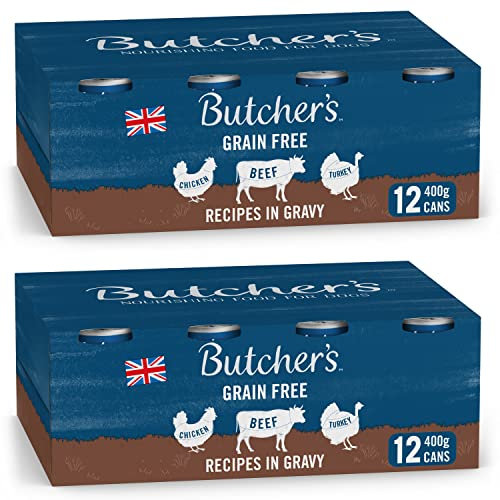 Butcher's Recipes in Gravy Dog Food Tins, 9.6 kg (2 x 12 x 400 g)