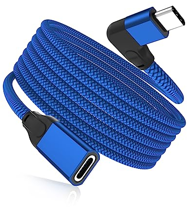 RUXELY USB C Verlängerungskabel 2M,Winkel Typ C 3.1 3.2 Gen2 10Gbps Buchse auf Stecker Adapter,Winkelstecker PD Power Thunderbolt 3 Extension Cable für Macbook,iPad Air 5,iPhone 14 15 16,Steam Deck