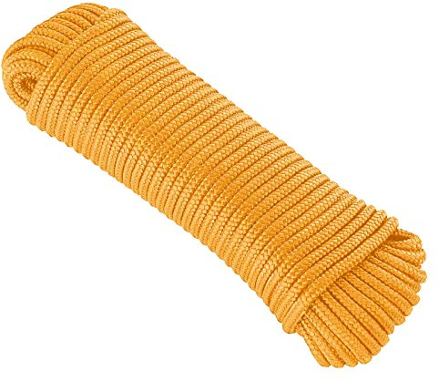 KuTi Kai 20M(64FT) Nylon Rope,Climbing Powerful Rope,Solid Nylon Line,Thick Multipurpose Durable Long Rope for Climbing,Wedding,Fishing and DIY etc (2mm, Orange)