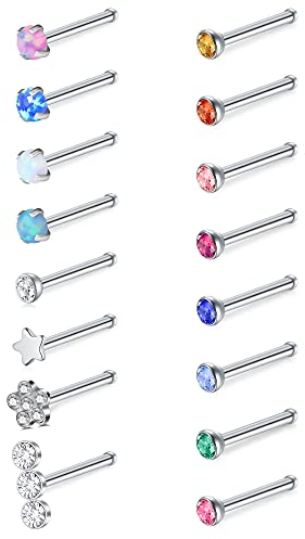 Zolure 20G Edelstahl Strenge Nasenstecker Nasenpiercing Blume Nase Pin Set Cubic Zirkonia Piercing Nase Für Frauen Männer