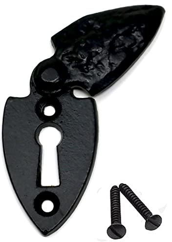 fiXte Black Antique Iron Shield Style Escutcheon Lock Keyhole Cover Plates and Fixings