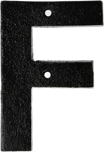 Metal Letter F - Black Cast Iron 5 Inch Large Metal Mailbox Letters - Easy to Read Name Door Sign - F
