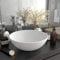 Tidyard Lavandino da Bagno in Ceramica Bianco Opaco, Lavabo da Appoggio Rotondo/Ovale/Rettangolare, Moderno