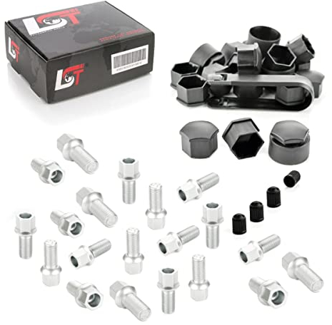 LST 20x Radschrauben Set mit Kappen Kugelbund M14x1,5x27 f Eos