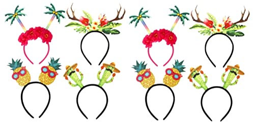 Abaodam 8 Stk Ananas-kokos-stirnband Tropischer Headbopper Aloha-partydekorationen Palmen-stirnbänder Kopfschmuck Mit Strandmotiv Kaktus-stirnband Plastik Sommerstrand Baumkopf Fräulein
