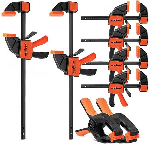 HORUSDY Clamps for Woodwork | 8-Pack Wood Clamp Set | 12-Inch/300mm and 6-Inch/150mm Woodworking Clamp | 6-Inch/150mm Spring Clamps | Quick Release | One-Handed