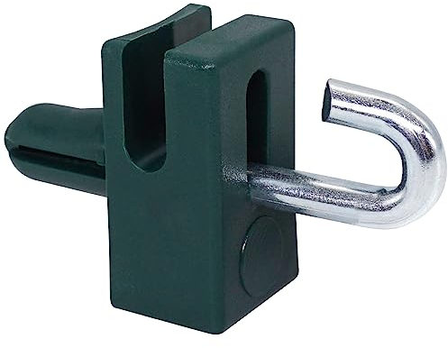SKIR'CO (50 Stück) grüne Zaunklammern, Kunststoffklammern für Maschendrahtzäune, stiftfeste Zaundrahthalter, Klammern für Drahtzäune, Farbe RAL 6005