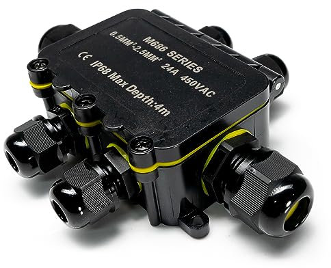 Grafner wasserdichte Abzweigdose, 6 Wege, IP68, 4-polig, Ø5-12mm, 0,5–2,5 mm², 24A 450V, Abzweigdose wasserdichte Anschlussdose staubdicht außen outdoor Verbindungsmuffe Garten Erdkabel Feuchtraum