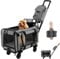 COSTWAY Transportbox Katze, Hunde Tragetasche Mobil, Transporttasche mit Teleskopgriff & Rädern & kleine Tasche, klappbare Reisebox für kleine & mittelgroße Haustiere, Hundebox Katzentasche, Grau