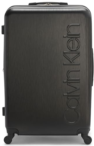 Calvin Klein Damen Hard Side Upright Spinner Leichter Koffer, Schwarz, Medium, Harte Seite aufrechter Spinner Leichter Koffer