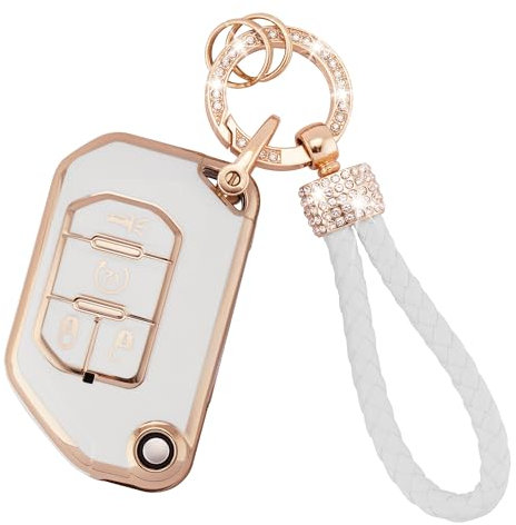 EKALA Für Jeep Schlüsselanhänger Abdeckung mit Schlüsselanhänger, Weiche TPU Schlüsselhülle Schutz Kompatibel mit Jeep Wrangler JL JLU Rubicon Gladiator JT Sahara JLU 4 Tasten Flip Klappschlüssel