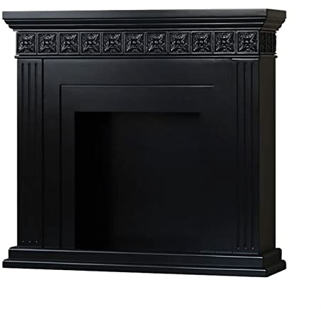 WAOCEO Dekorative Kaminkonsole Schwarze Kaminsims-Zierleiste, gravierte Vintage-Kaminsimse, dekoratives Sideboard, Heim-Sideboard, Wohnzimmer-Flur-Sideboard Kaminumrandung Kamingehäuse