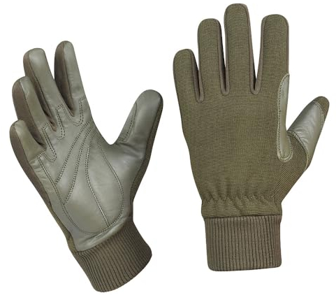 M-Tac Taktische Schießhandschuhe Assault Mk.8 – Robuste Lederhandschuhe für Militär, Polizei & Airsoft, Verstellbarer Klettverschluss, Olive, L