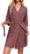 Ekouaer Robes for Women Waffle Knit Bathrobe Soft Lightweight Knee Length Loungewear Gray Purple XL