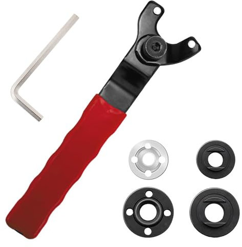 GOIEHIR Winkelschleifer Stiftschlüssel, 8-48 mm Verstellbar Winkelschleifer Schlüssel, mit Innensechskantschlüssel und 4 Flansch, für die Meisten Winkelschleifer, Rot