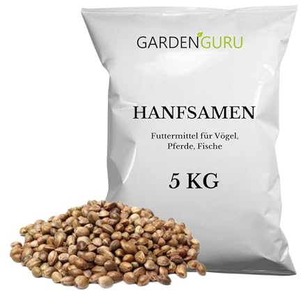 Hanfsamen, Hanfsaat 5Kg Angelhanf, Vogelfutter, Winterstreufutter Ernte 2023, Pferde, Nagetiere, Hanf, Pferdefutter Köder für Fische