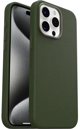 OtterBox Symmetry Series Cactus Leather MagSafe Case for iPhone 15 Pro Max, Shockproof, Drop proof, Protective Thin Case, 3x Tested to Military Standard, Green