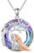 ROMANTICWORK Wolf Kette 925 Sterling Silber Wolf und Mädchen Kristall Anhänger Halskette Wolf Schmuck Wolf Geschenke für Damen Mädchen