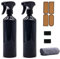 OFFIDIX Glas-Sprühflaschen, 2 Stück, schwarze Glas-Bewässerungssprühflaschen, Handdrucksprühflaschen, nachfüllbare leere Flaschen mit verstellbarer Düse für Reinigung, Gartenarbeit