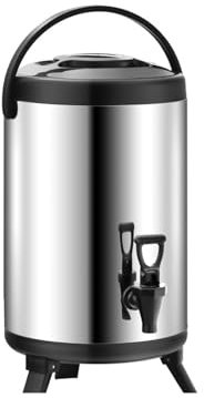 Dispensador de agua caliente de acero inoxidable de doble capa, cubo de té con leche de 6L/8L/10L/12L con dispensador de bebidas con patas plegables