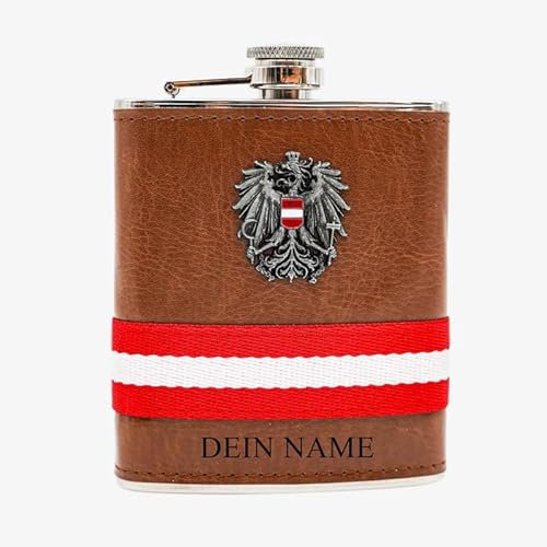 Österreich Adler Flachmann mit Metall Emblem - Klassiker - 207ml