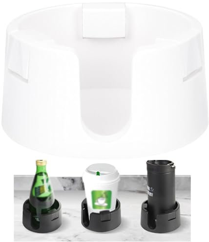 Ygapuzi Portavasos Antiderrames Escritorio Ajustable Portavasos No Basculante Posavasos de Mesa Se Adapta a Tazas de 2,92 a 3,7 Pulgadas de diámetro Interior para el hogar Sofá Barco Oficina (Blanco)