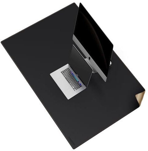 MAIDERN Schreibtischunterlage Kork & Leder 120 x 80cm, Doppelseitiges Schreibtischunterlage filz, Groß Mauspad xxl, Wasserdichte Schreibunterlage papier, Büro und Zuhause Tischunterlage (schwarz)