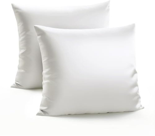 Zenssia Luxus Satin Kissenbezug 65x65 2er Set Weich wie Seidenkissenbezug 65x65 Haar- und Hautpflege mit Reißverschluss, Weiß