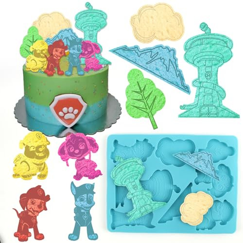 Paw Dog Silikon Form, 3D Paw Dog Ausstechformen kinder, Paw Dog Schokolade Form, Paw Dog Kuchen Dekoration Form, Blau, Geeignet für Keks, Dessert Dekoration, Kuchen Dekoration, Seifenherstellung