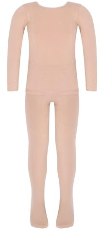 Miutii Set de ropa interior térmica para niños y niñas, camiseta de manga larga con top + mallas leggings con/sin forro polar, ropa interior térmica para ballet y danza, 134-140