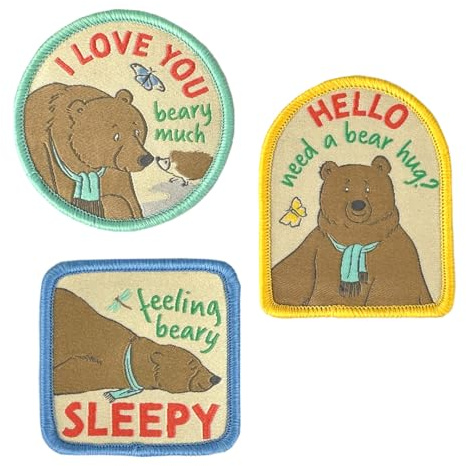 Pawprint Family ‘Love You’ Patch Set – Official ‘We’re Going on a Bear Hunt’ Merchandise by Michael Rosen & Helen Oxenbury – Eco-Friendly Embroidered Badges for Book Lovers & Kids