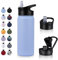 UMBFUN Bouteille d'eau en Acier Inoxydable - 500ml avec Paille,anti-fuite,Gazéifiée,BPA free Gourde Thermos(+2 Couvercles) Isolation Double Paroi Sous Vide pour Sport,Voyage,Camping,école,Vélo,Gym