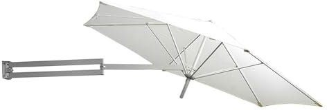 Wall-mounted Shading Umbrellas,Outdoor Terrace Garden Wall Umbrella Sunshade Umbrell,Sunshade With Adjustable Aluminium Pole, With Wind Vent(White)