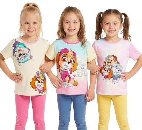 Paw Patrol | Bluey T-Shirts for Girls & Toddlers, 3 Pack Cotton Crew Neck Kids Tee Tops, Soft Breathable Summer Clothing