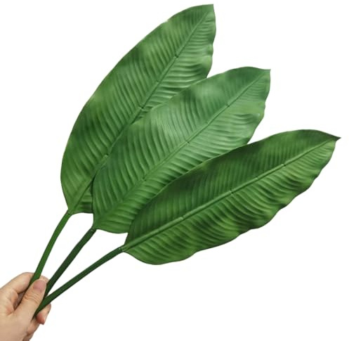 DODXIAOBEUL 3 Stück 94,5 cm große Bananenbaum, künstliche grüne Pflanzen, künstliche Palmenblätter, künstliche grüne Blätter für Zuhause, Küche, Garten, Hochzeit, Party, tropische Blätter, Dekoration