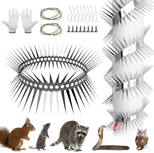 Marderschutz Fallrohr Edelstahl, 300cm Marderabwehr Fallrohr, Marderabwehrgürtel Kann Geschnitten Werden, Marderschutz Dachrinne, Edelstahl Marderschreck Stacheldraht für Haus, Dachrinne, Baum
