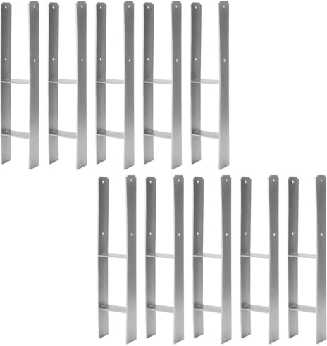 Peviasot 10x H-Pfostenanker 121 mm – H-Pfostenhalter für Zaun- und Holzpfosten, Robuste H-Anker für Gartenzaun, Carport, Pavillon und Holzbauprojekte (121 x 600 mm)