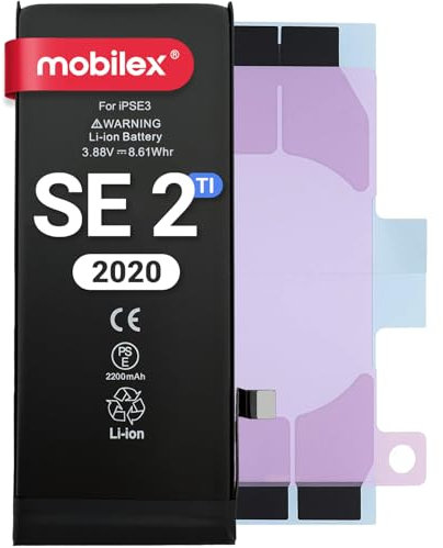 MOBILEX® Batería para iPhone SE 2 (2020) | Chip TI | 2200mAh - OEM | Interna Repuesto con Adhesivo | Alta Capacidad