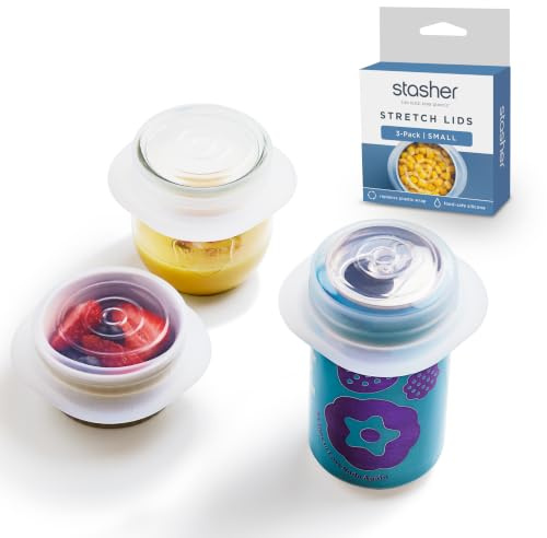Stasher Stretch Deckel Silikon, Luftdicht, Dehnbar, Wiederverwendbar, Klar | Dehnbarer rechteckiger Silikondeckel für Schalen, Meal Prep, Behälter und Reste; Luftdicht, Spülmaschinenfest, Küche.
