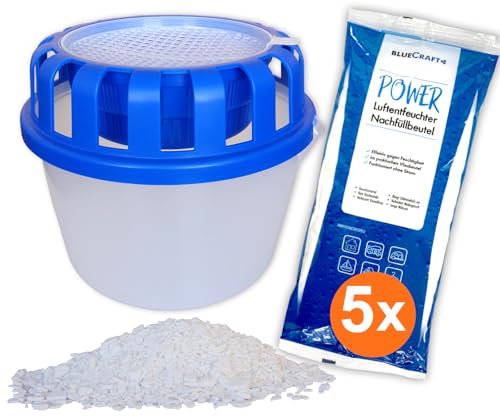 Luftentfeuchter Raumentfeuchter Box mit 5x 1kg Granulat CA70 Feuchtigkeitskiller inkl. Nachfüllpack im Vliesbeutel (Box + 5 Nachfüllpack 1kg)