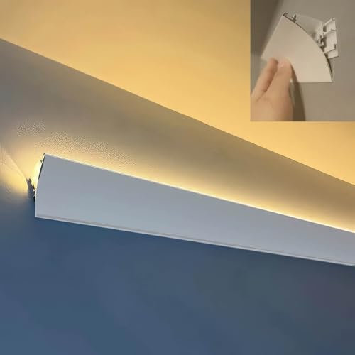 Generico Illuminazione a battiscopa a LED con Profilo in Alluminio e diffusore - Copertura Decorativa indiretta per battiscopa per la casa, 1 m/3,3 Piedi