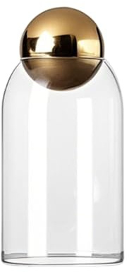 Cylinder Glass Canisters with Decorative Stoppers - Airtight Storage Jars | for Kitchen Pantry, Coffee, Tea, Candy (9cm Diameter, 3 Heights: 14/19/24cm, Cork/Gold/Silver Stoppers)
