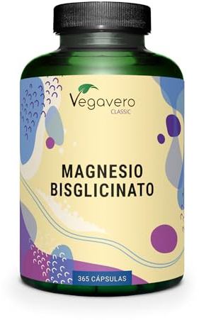 Vegavero Magnesium Bisglycinat 365 Kapseln, 400 mg elementar pro Tagesdosis, chelatiert, ohne Zusatzstoffe, laborgeprüft, vegan, gegen Müdigkeit und Ermüdung