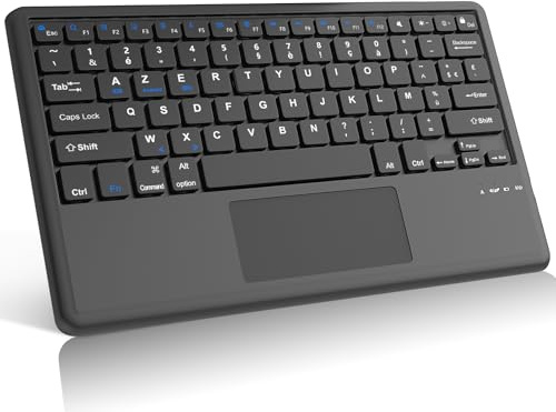 FOGARI Pavé Tactile Clavier Tablette Bluetooth 12, AZERTY Français Clavier | Léger Fin Keyboard pour iPad Samsung Galaxy Redmi/XiaomiPad HuaweiPad HonorPad FireHD, pour Android/iOS/Fire OS, Noir