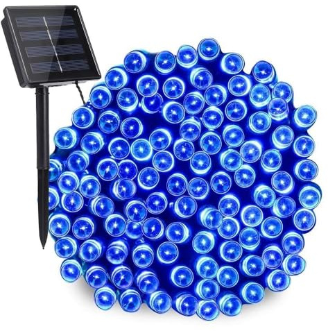 NEXVIN Solar Weihnachtsbeleuchtung Außen 20M 200 LED, Lichterkette Außen Solar Wetterfest, 8 Modi Solar Lichterkette, Lichterkette Solar für Outdoor Garten Party Balkon Hof Hochzeit (Blau)